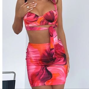 Beautiful pink and orange top and skirt